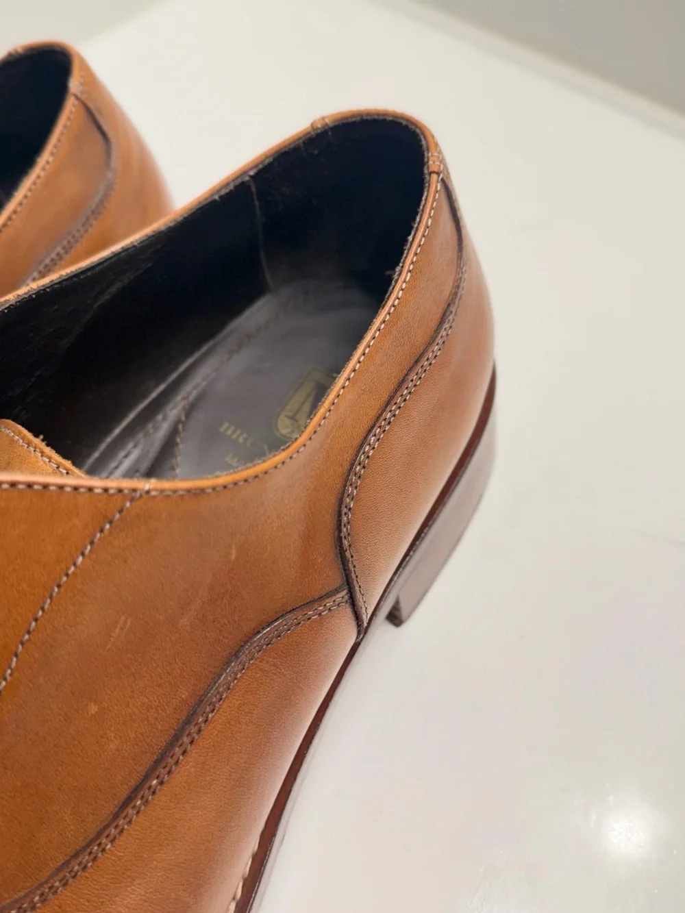 Bruno Magli Cognac Brown Leather Cap-Toe Oxfords